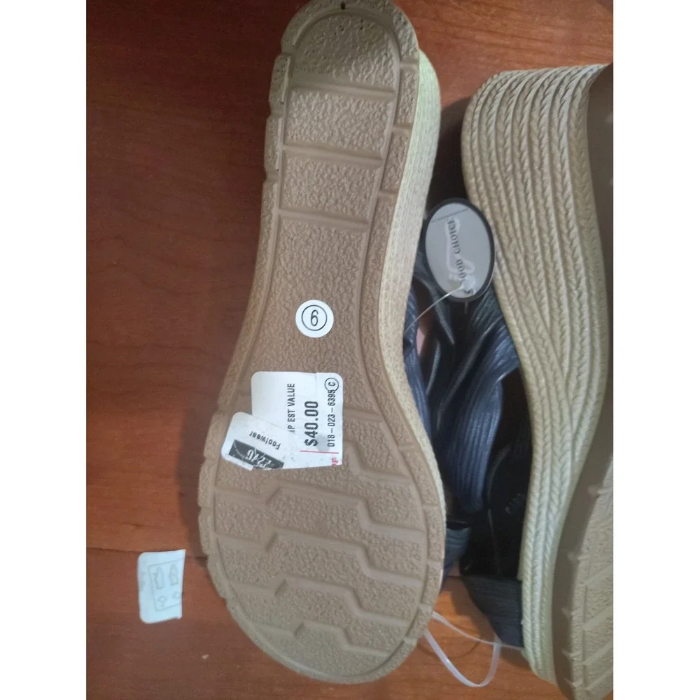 Good Choice Womens Braided Strap Espadrille Wedge Sandals Navy‎ Blue Size 6 NEW